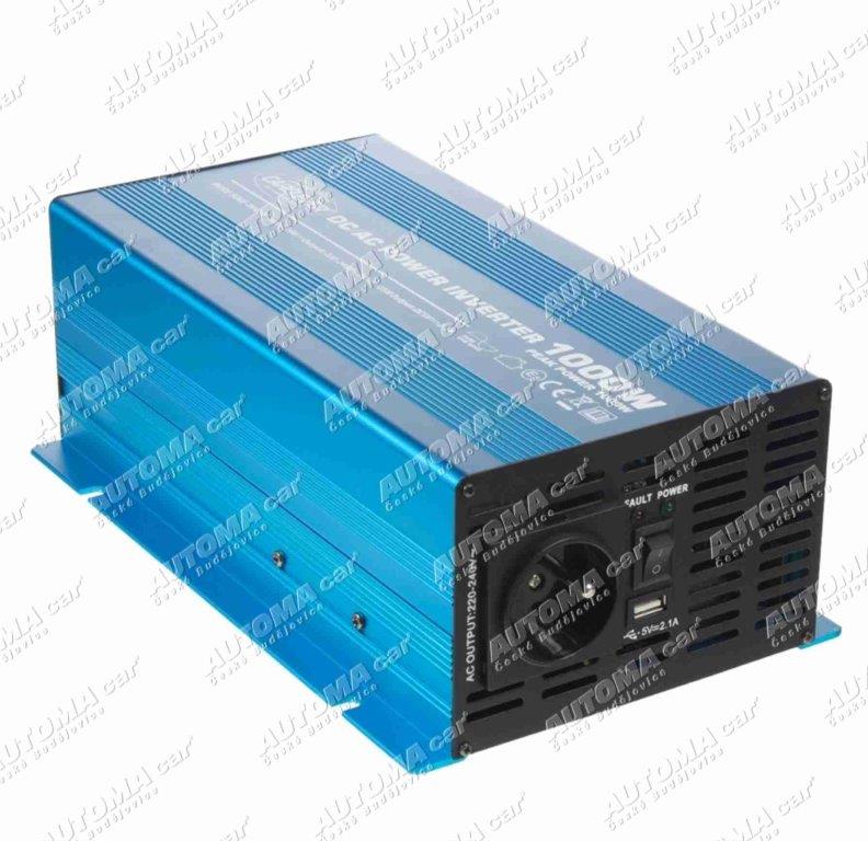 Měnič 24/230V 1000W trvale čistá sinusoida