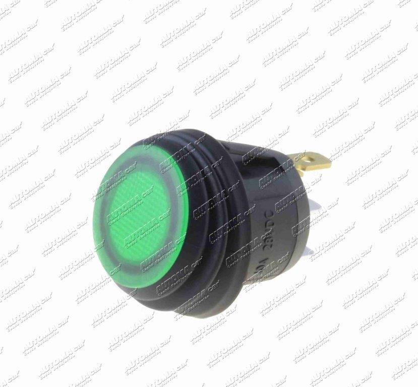 Spínač překlápěcí LED voděodolný 12/24V 10A kulatý zelený IP65