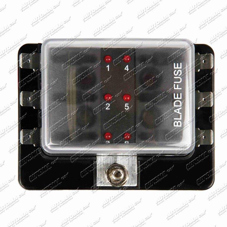 Pouzdro pojistky nožové pro 6ks vstup: 12/24V (100A max) - výstup: 12/24V (30A max na okruh) 