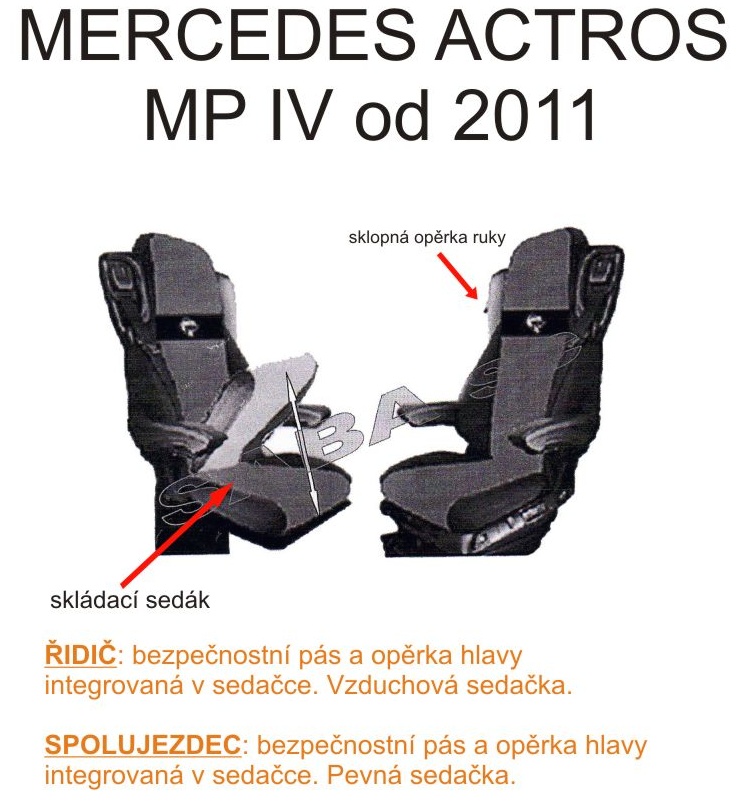 Potah sedačky MB Actros MP IV od 2011 spolujezdec pevná sedačka manšestrová látka