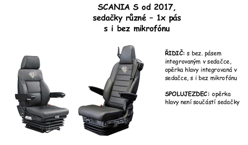 Potah sedačky Scania od 2013 i 2017  různé sedačky manšestrová látka